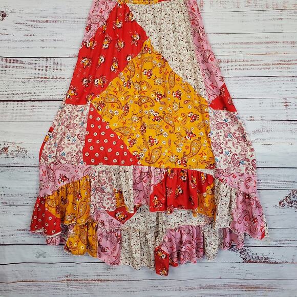 Mlle Gabrielle Paisley Country Cottage Ruffle L Midi Dress Hi Lo Hem Boho Festiv - Picture 6 of 16